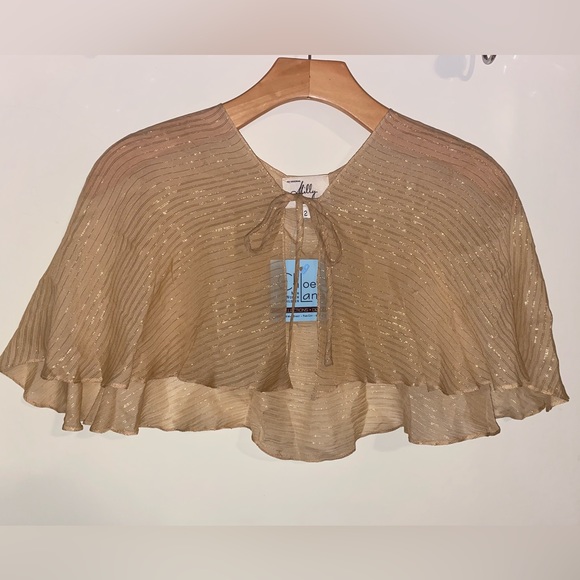 Milly of New York Tops - NWT $250 MILLY of NEW YORK Golden Nude Glittered Chiffon Cami Caplet 2